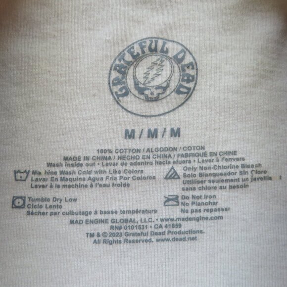 Grateful Dead Raglan Shirt Skull Roses Bertha Juniors Size M - Picture 4 of 7